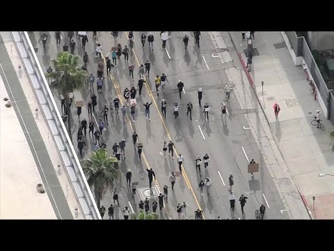 Watch Live: Largely peaceful protests in Hollywood come up against Curfew